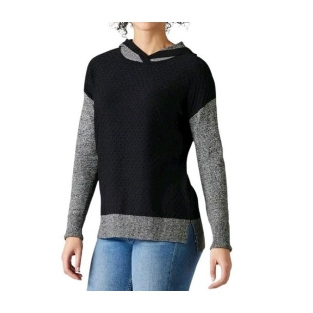 Smartwool XS Shadow Pine Merino Wool Black Hoodie Sweater Granola Girl Cozy